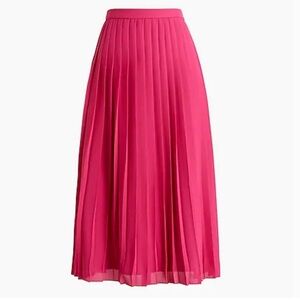 J Crew Pleated Midi Skirt Neon Flamingo Pink